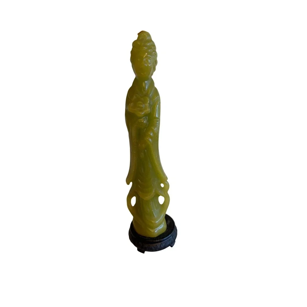 Enesco Figural Candle Green Guan Yin Goddess of Mercy‎ Vintage Hong Kong Decor